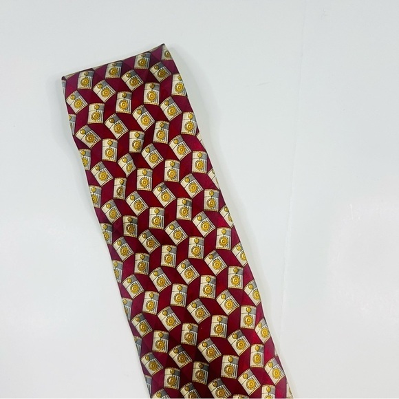 Valentino Red Industrial Print Classic Silk Neck Tie - Picture 2 of 7